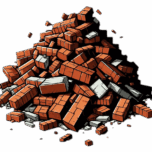 A pile of demolition bricks