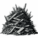A pile of demolition concrete with rebar Hard to Handle Concrete